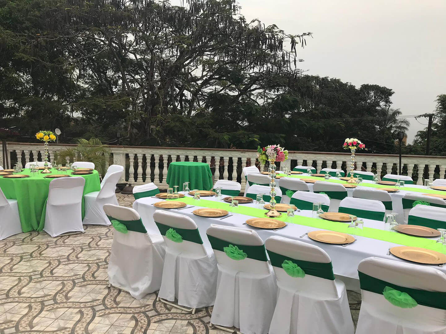 Terrace seating decorated for an event